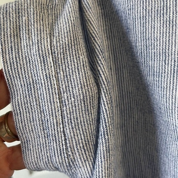 Weatherproof Vintage Striped Washable Linen Tie Front Shirt Blue & White Large - Picture 5 of 11